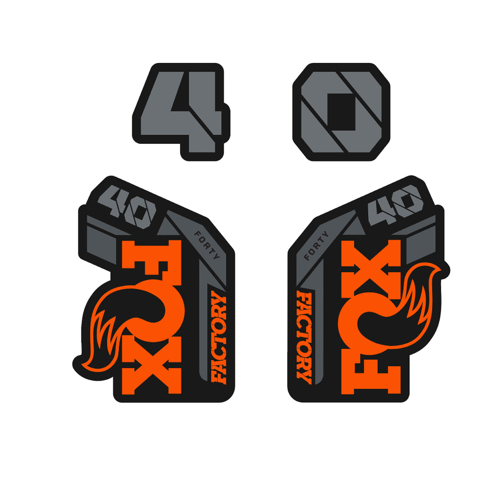 FOX Decal 2021/22 Kit 40 Factory Series Anthrazit/Grey/Orange *ORIGINAL FOX COLORS* - black - glänzend